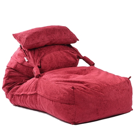 Комплект Pufrelax, пуф легло и декоративна възглавница, 500л. Yoga XL, Sour Cherry, Перящ се калъф, Пълнеж с микс от мемори пяна и дунапрен, Гама Premium Rustic