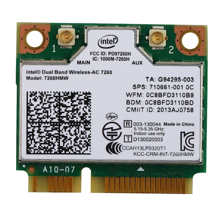 Безжична мрежова карта Intel AC 7260, Dual Band, 300 / 867Mbps, Bluetooth 4.0, mini PCI-E