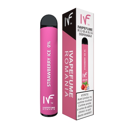 Електронна цигара IVapeFume Strawberry Ice, Аромат на ягода, 0% никотин, 1500 всмуквания