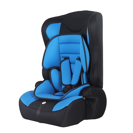 Детско столче за кола 2 в 1 NOVOKIDS Safety 3000, Трансформиращо се в бустър седалка, 9-36 кг, Сваляща се облегалка, Предпазен колан с 5-точково закрепване, Подвижен калъф, Син